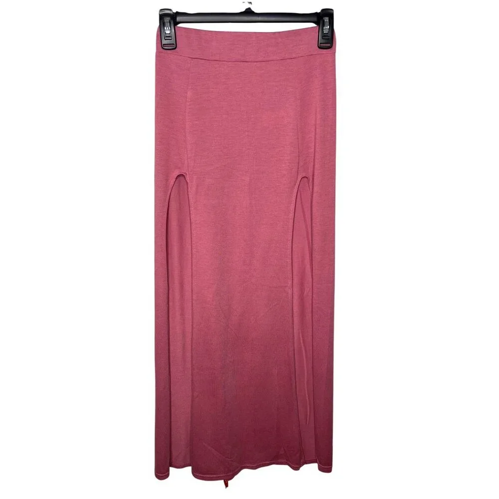 Rag & Bone Womens Pink Maxi Skirt With Side Slits Size XXS - Picture 3 of 12